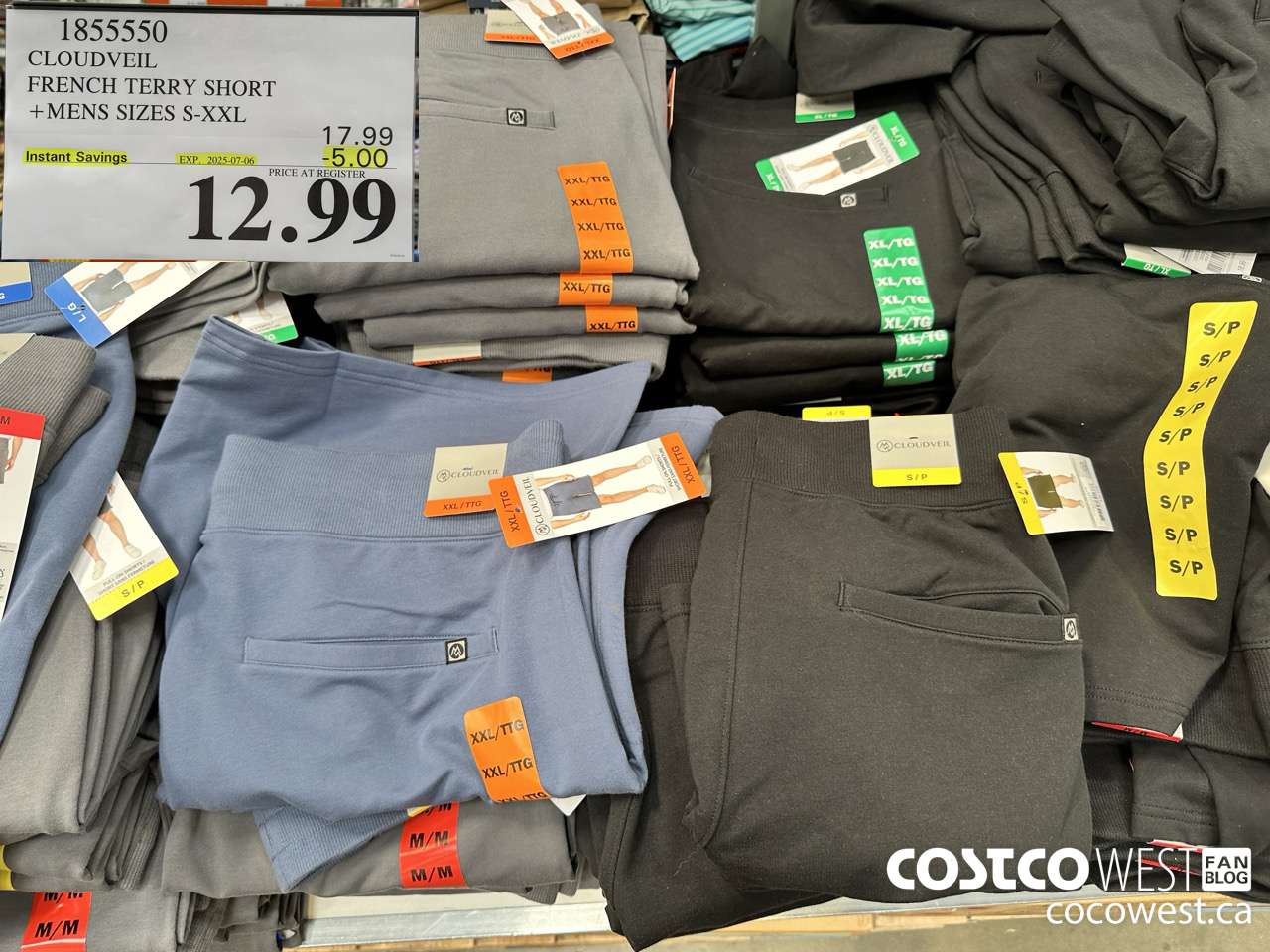 1855550 CLOUDVEIL FRENCH TERRY SHORT MENS SIZES S-XXL ($5.00 INSTANT SAVINGS EXPIRES ON 2025-07-06) $12.99