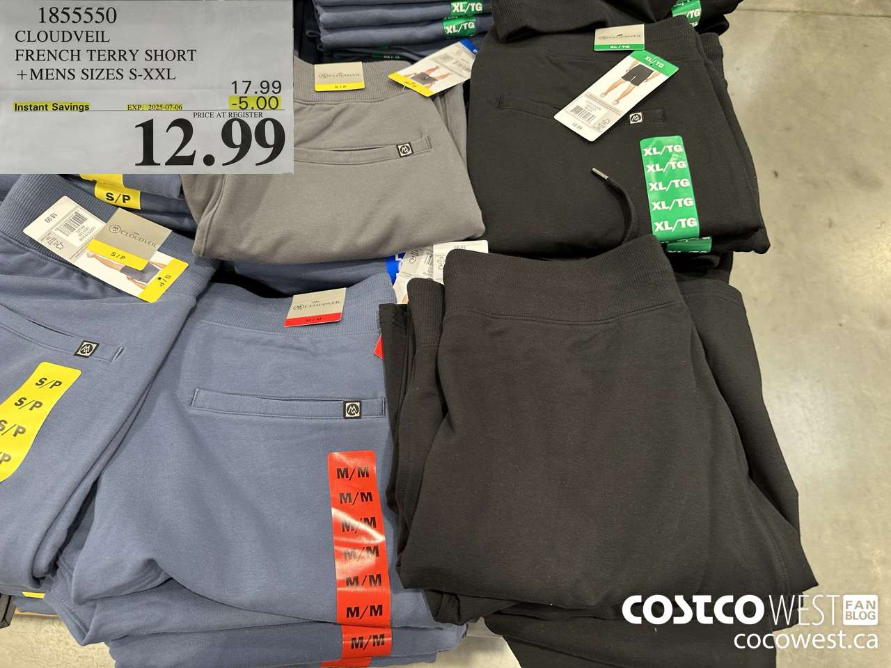 1855550 CLOUDVEIL FRENCH TERRY SHORT MENS SIZES S-XXL ($5.00 INSTANT SAVINGS EXPIRES ON 2025-07-06) $12.99