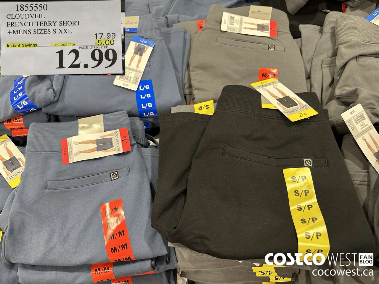 1855550 CLOUDVEIL FRENCH TERRY SHORT MENS SIZES S-XXL ($5.00 INSTANT SAVINGS EXPIRES ON 2025-07-06) $12.99