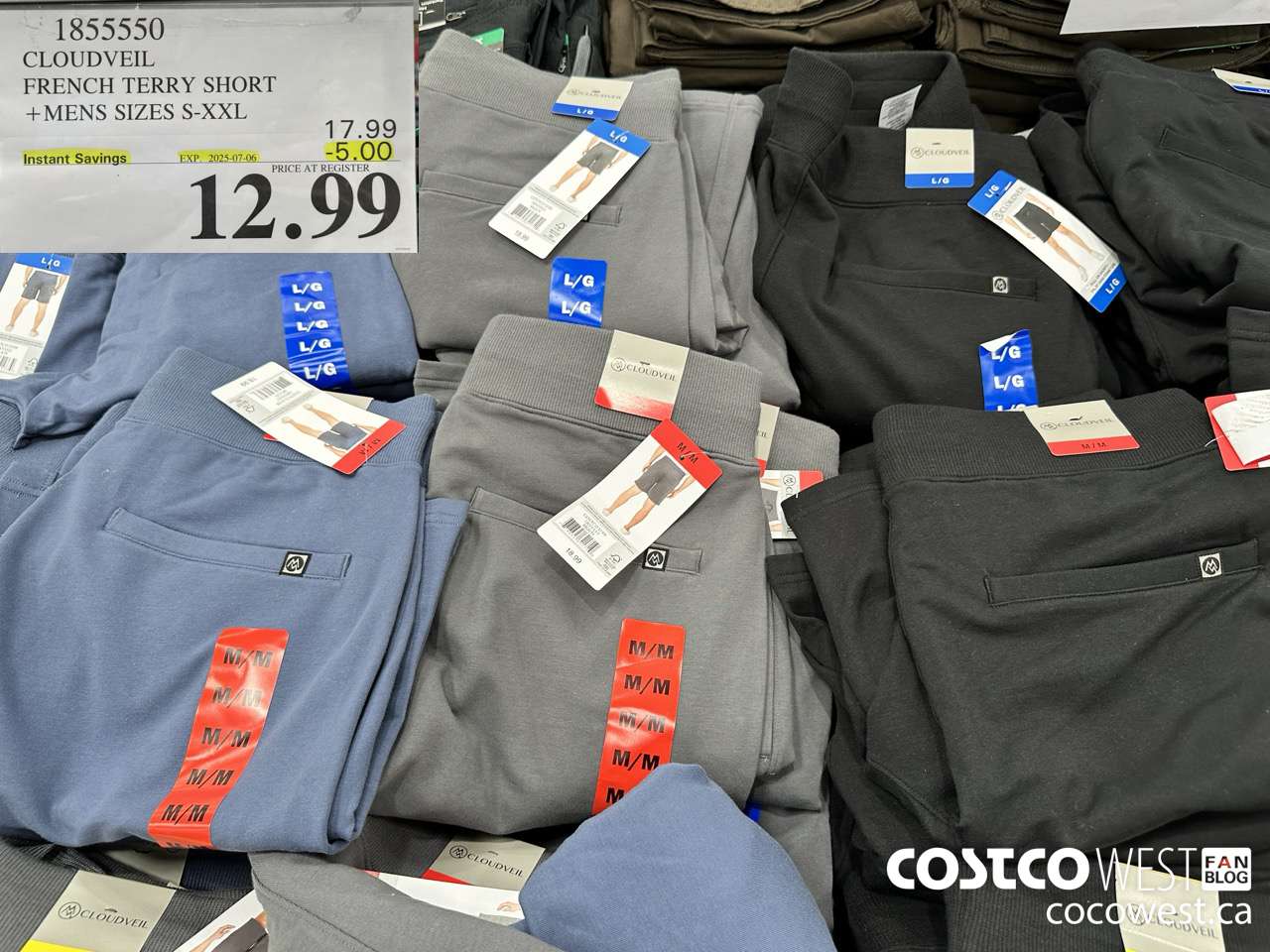 1855550 CLOUDVEIL FRENCH TERRY SHORT MENS SIZES S-XXL ($5.00 INSTANT SAVINGS EXPIRES ON 2025-07-06) $12.99