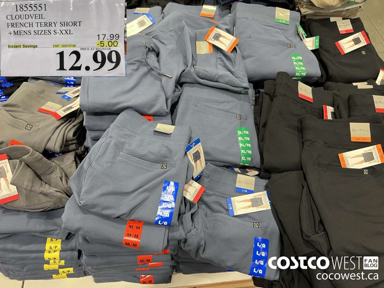 1855551 CLOUDVEIL FRENCH TERRY SHORT MENS SIZES S-XXL ($5.00 INSTANT SAVINGS EXPIRES ON 2025-07-06) $12.99