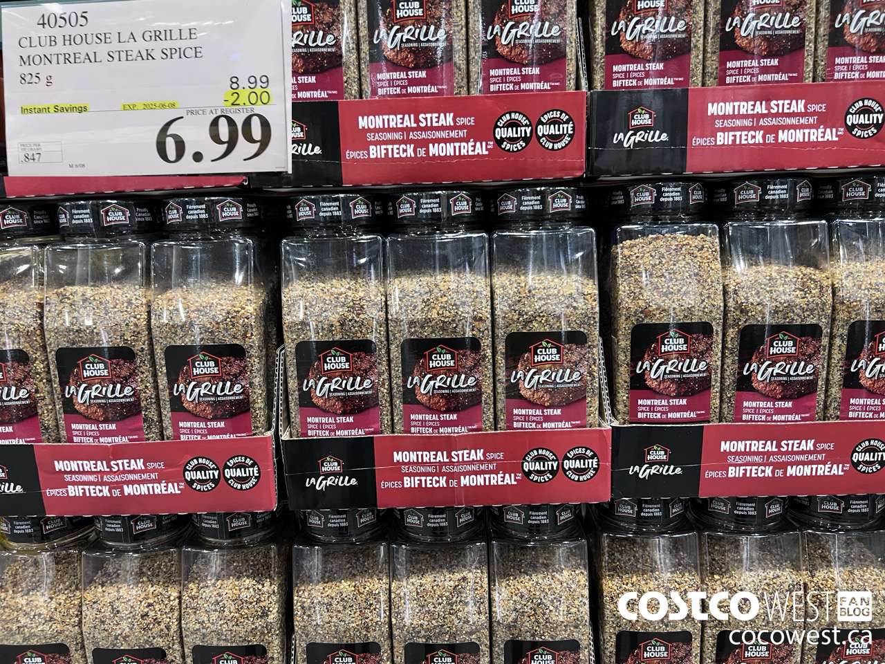 40505 CLUBHOUSE MONTREAL STEAK SPICE 825 g ($2.00 INSTANT SAVINGS EXPIRES ON 2025-06-08) $6.99