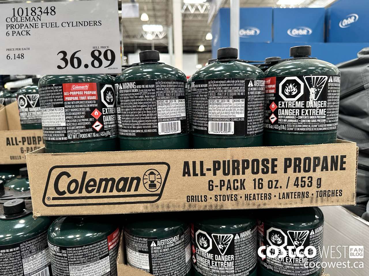 1018348 COLEMAN PROPANE FUEL CYLINDERS 6 PACK $36.89