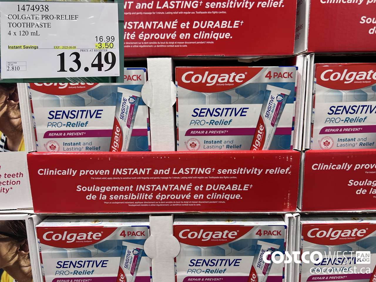 1474938 COLGATE PRO-RELIEF TOOTHPASTE 4 x 120 mL ($3.50 INSTANT SAVINGS EXPIRES ON 2025-06-08) $13.49