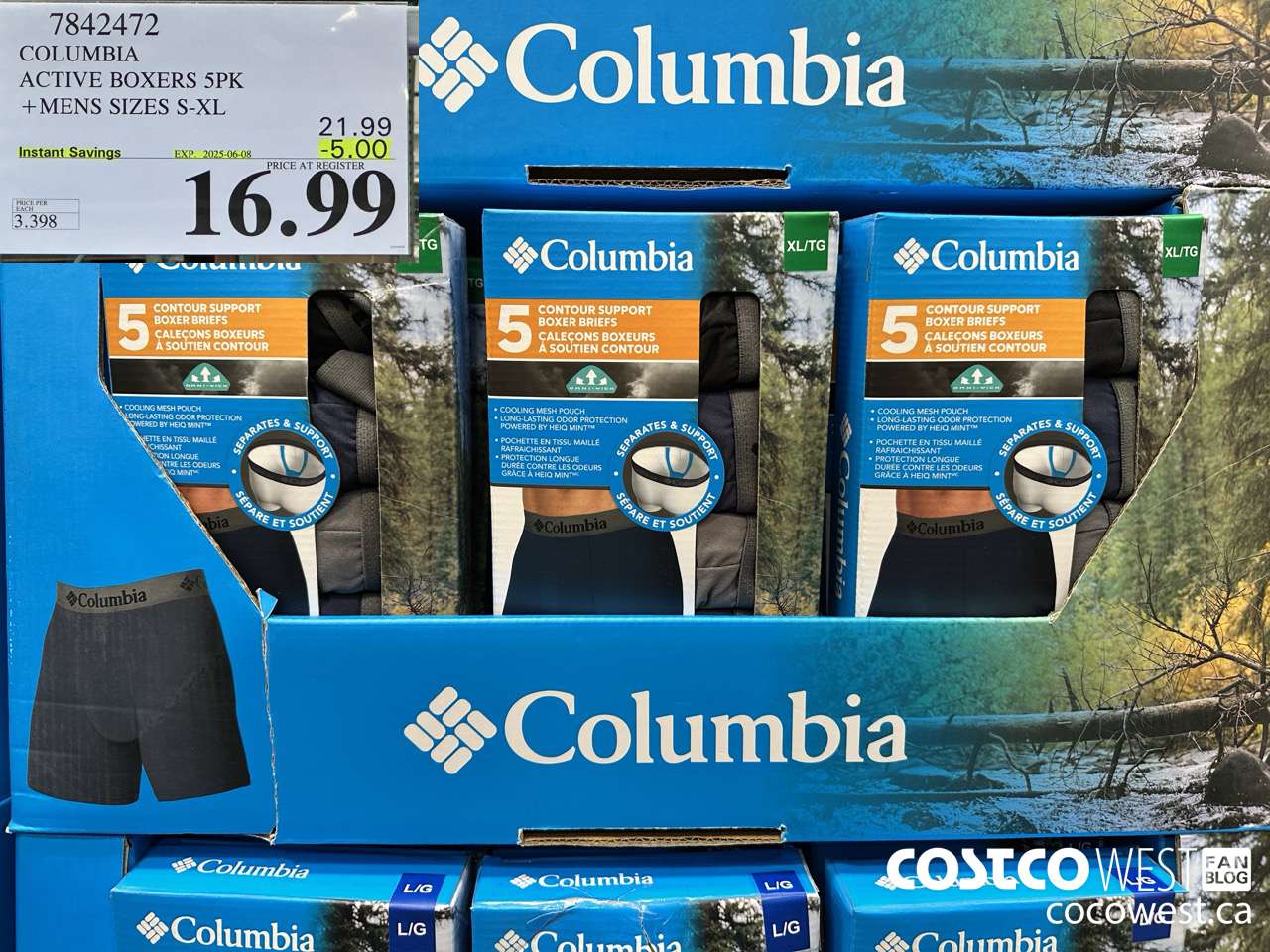 7842472 COLUMBIA ACTIVE BOXERS 5PK MENS SIZES S-XL ($5.00 INSTANT SAVINGS EXPIRES ON 2025-06-08) $16.99