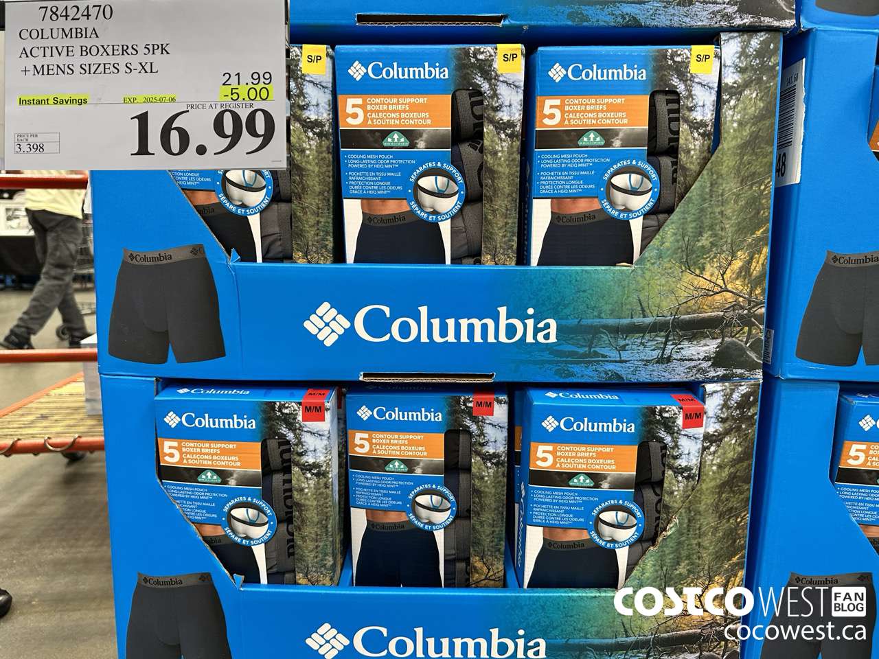 7842470 COLUMBIA ACTIVE BOXERS 5PK MENS SIZES S-XL ($5.00 INSTANT SAVINGS EXPIRES ON 2025-07-06) $16.99