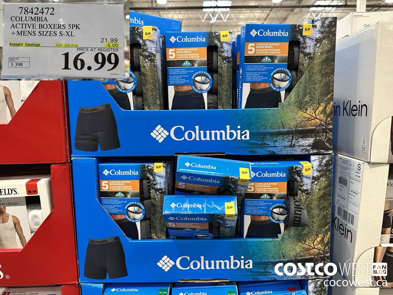 7842472 COLUMBIA ACTIVE BOXERS 5PK MENS SIZES S-XL ($5.00 INSTANT SAVINGS EXPIRES ON 2025-07-06) $16.99