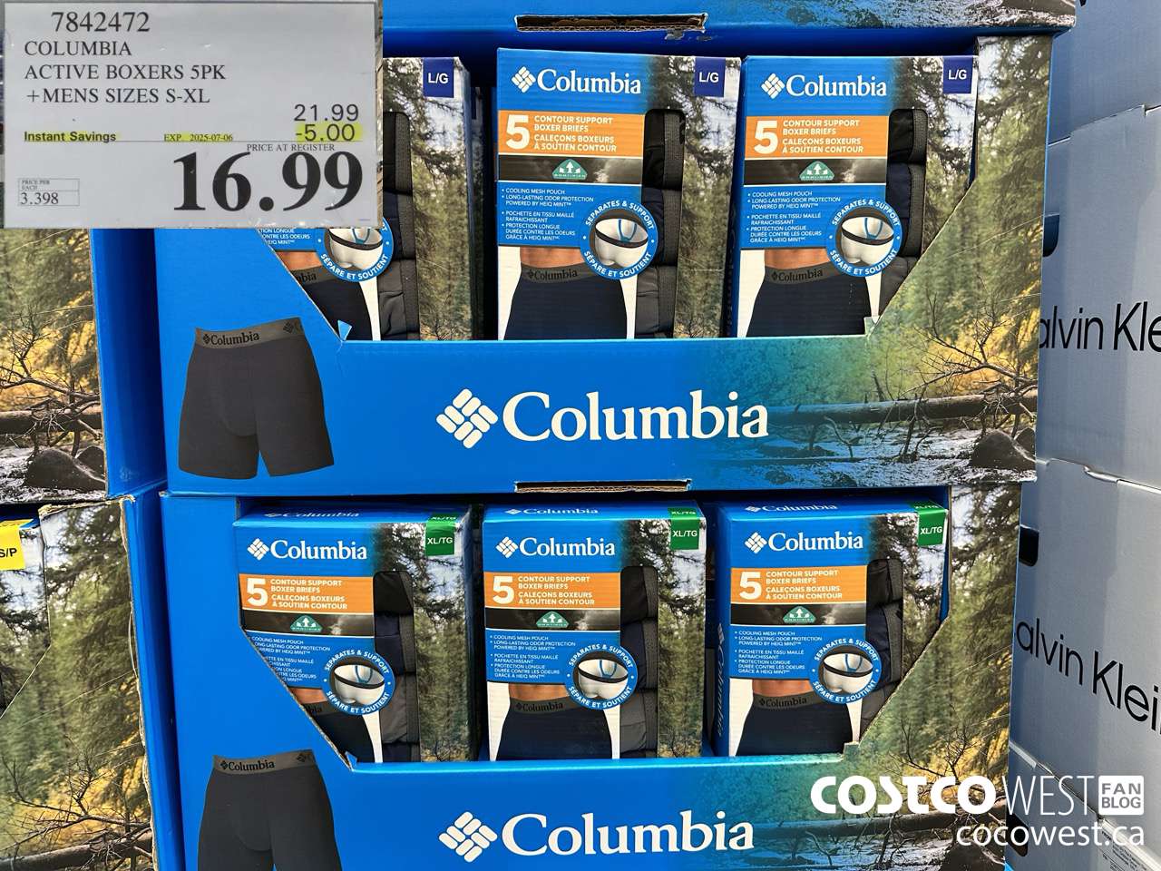 7842472 COLUMBIA ACTIVE BOXERS 5PK MENS SIZES S-XL ($5.00 INSTANT SAVINGS EXPIRES ON 2025-07-06) $16.99