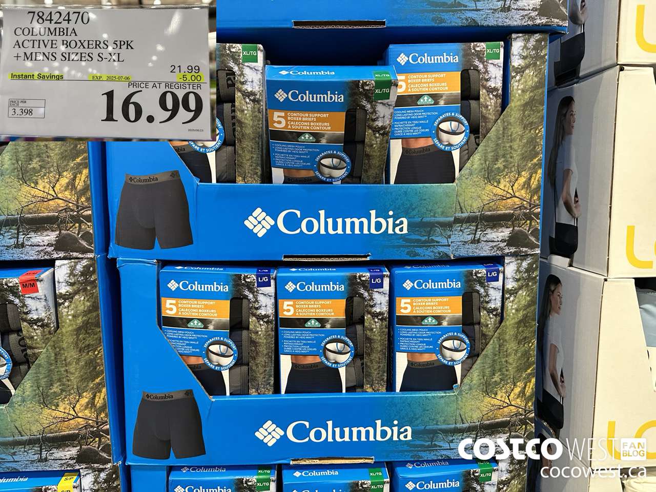 7842470 COLUMBIA ACTIVE BOXERS 5PK MENS SIZES S-XL ($5.00 INSTANT SAVINGS EXPIRES ON 2025-07-06) $16.99