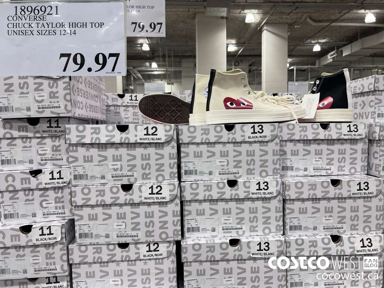 1896921 CONVERSE CHUCK TAYLOR HIGH TOP UNISEX SIZES 12-14 $79.97