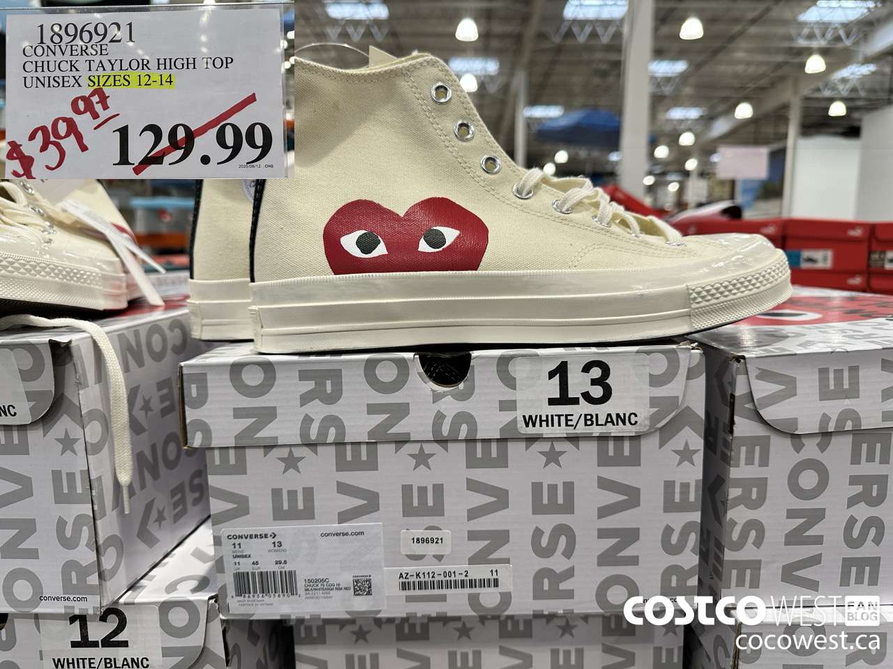 1896921 CONVERSE CHUCK TAYLOR HIGH TOP UNISEX SIZES 12-14 $39.97