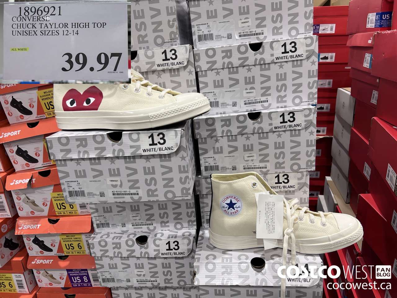 1896921 CONVERSE CHUCK TAYLOR HIGH TOP UNISEX SIZES 12-14 $39.97