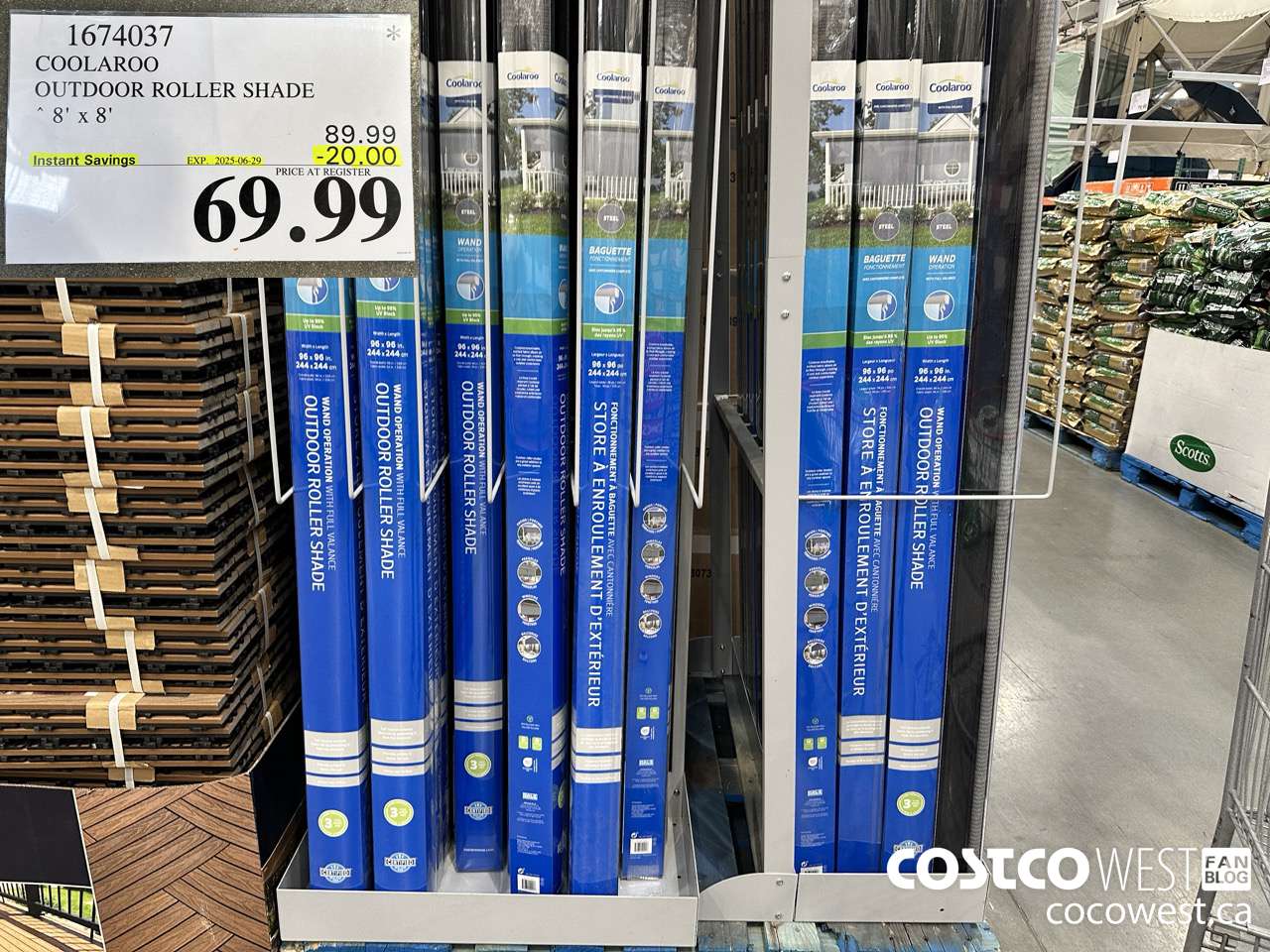 1674037 COOLAROO OUTDOOR ROLLER SHADE 8' X 8' ($20.00 INSTANT SAVINGS EXPIRES ON 2025-06-29) $69.99