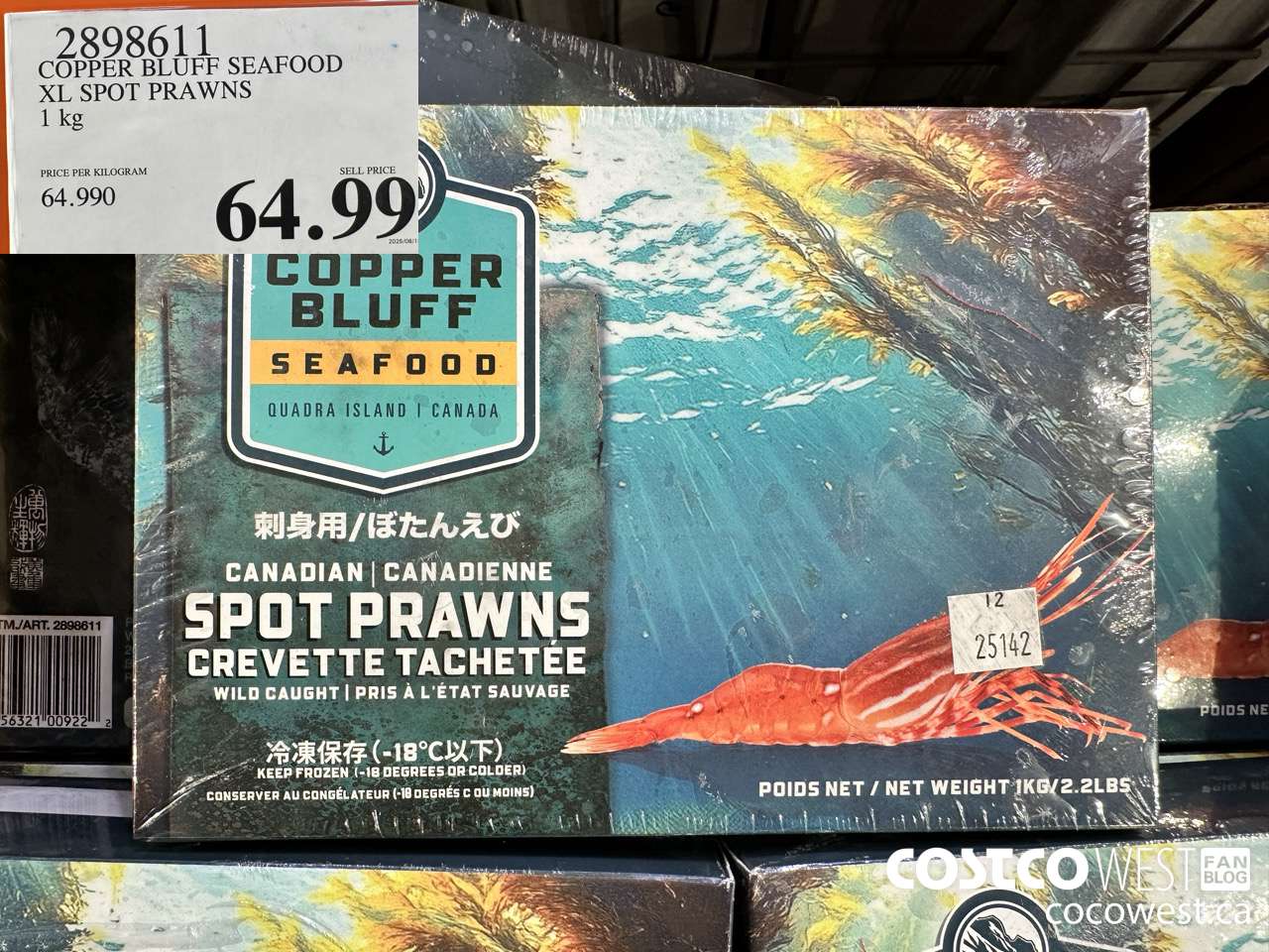 2898611 COPPER BLUFF SEAFOOD XL SPOT PRAWNS 1KG $64.99