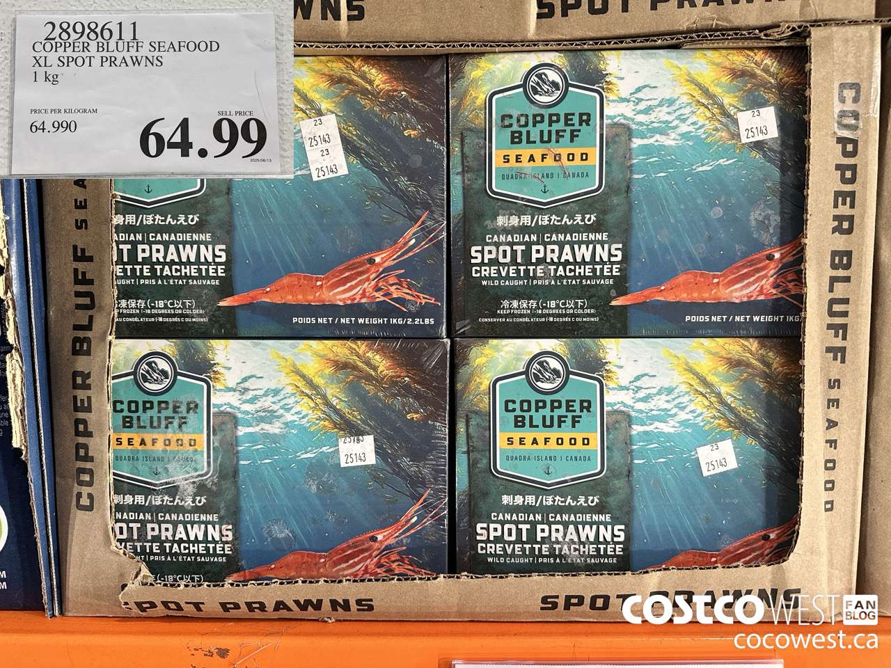 2898611 COPPER BLUFF SEAFOOD XL SPOT PRAWNS 1KG $64.99