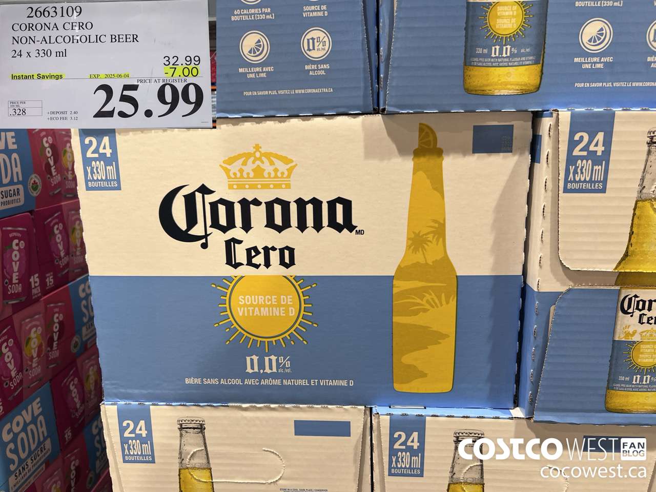 2663109 CORONA CERO NON-ALCOHOLIC BEER 24 X 330ML ($7.00 INSTANT SAVINGS EXPIRES ON 2025-06-04) $25.99