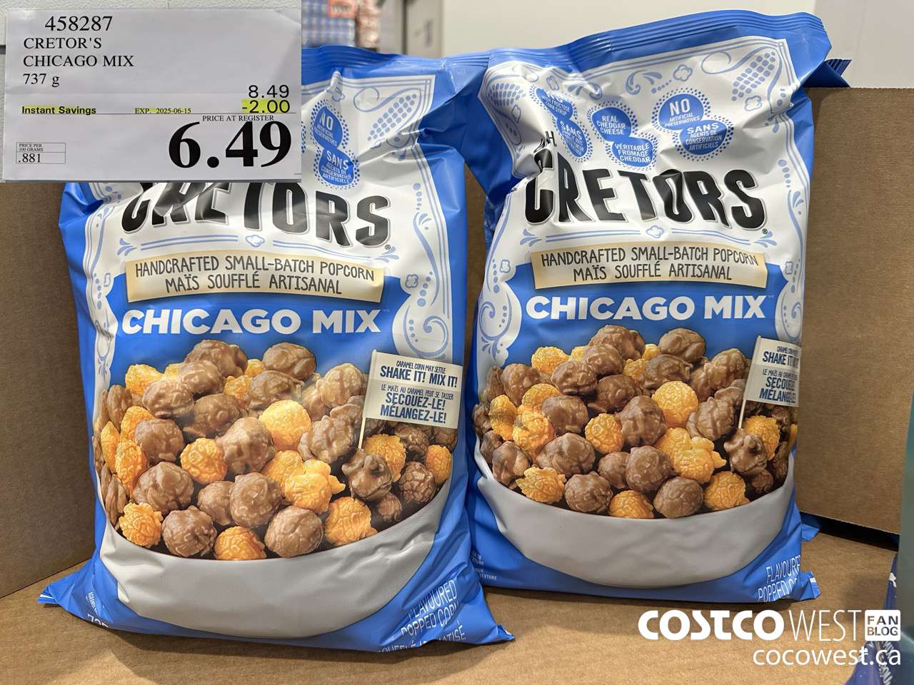 458287 CRETOR'S CHICAGO MIX 737 G ($2.00 INSTANT SAVINGS EXPIRES ON 2025-06-15) $6.49