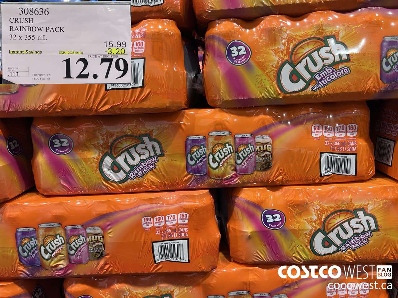 308636 CRUSH RAINBOW PACK 32 X 355 ML ($3.20 INSTANT SAVINGS EXPIRES ON 2025-06-08) $12.79