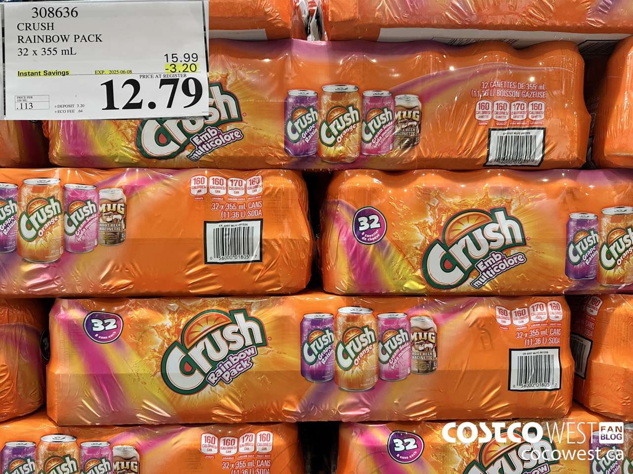 308636 CRUSH RAINBOW PACK 32 X 355 ML ($3.20 INSTANT SAVINGS EXPIRES ON 2025-06-08) $12.79