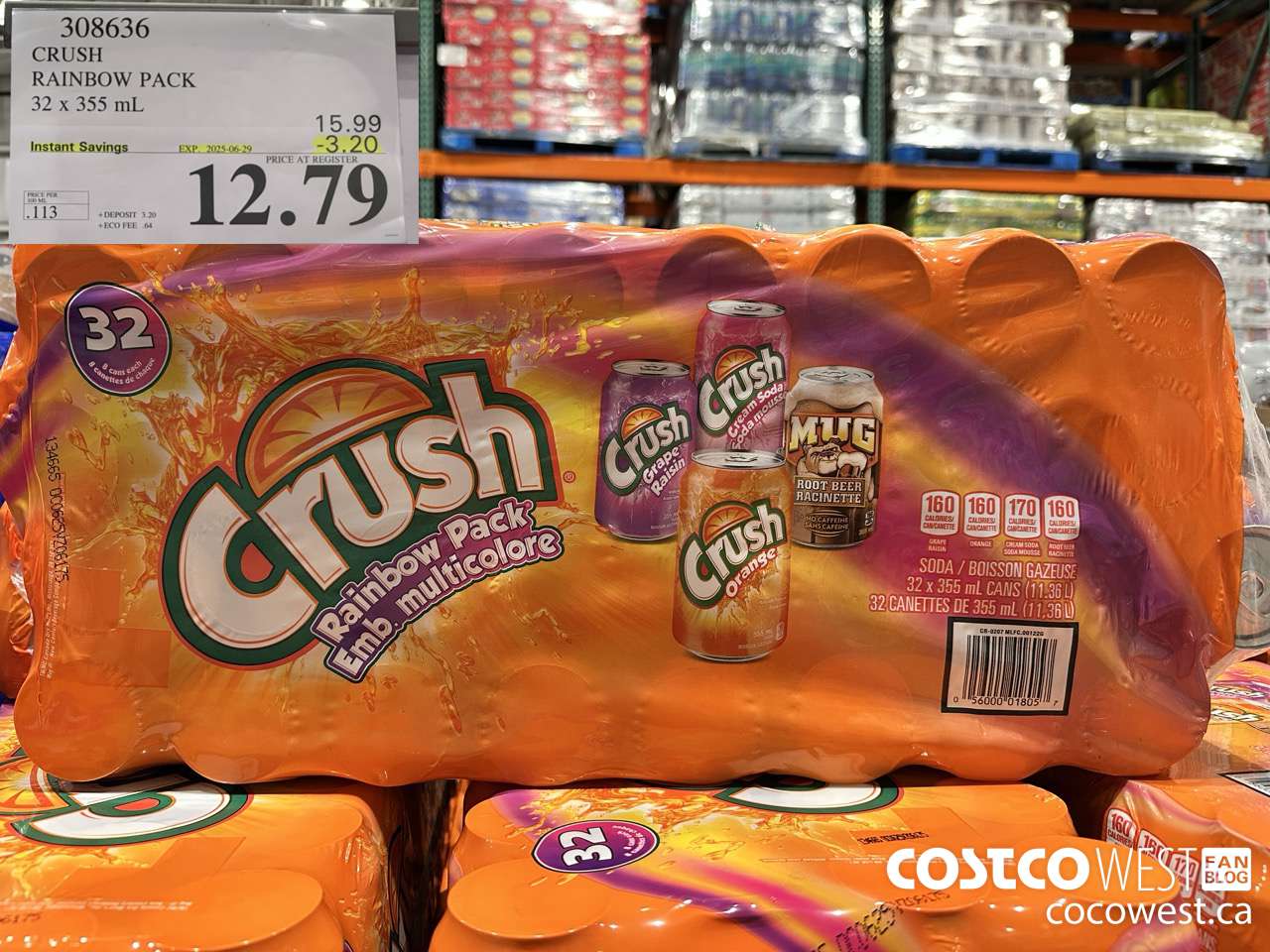 308636 CRUSH RAINBOW PACK 32 X 355 ML ($3.20 INSTANT SAVINGS EXPIRES ON 2025-06-29) $12.79