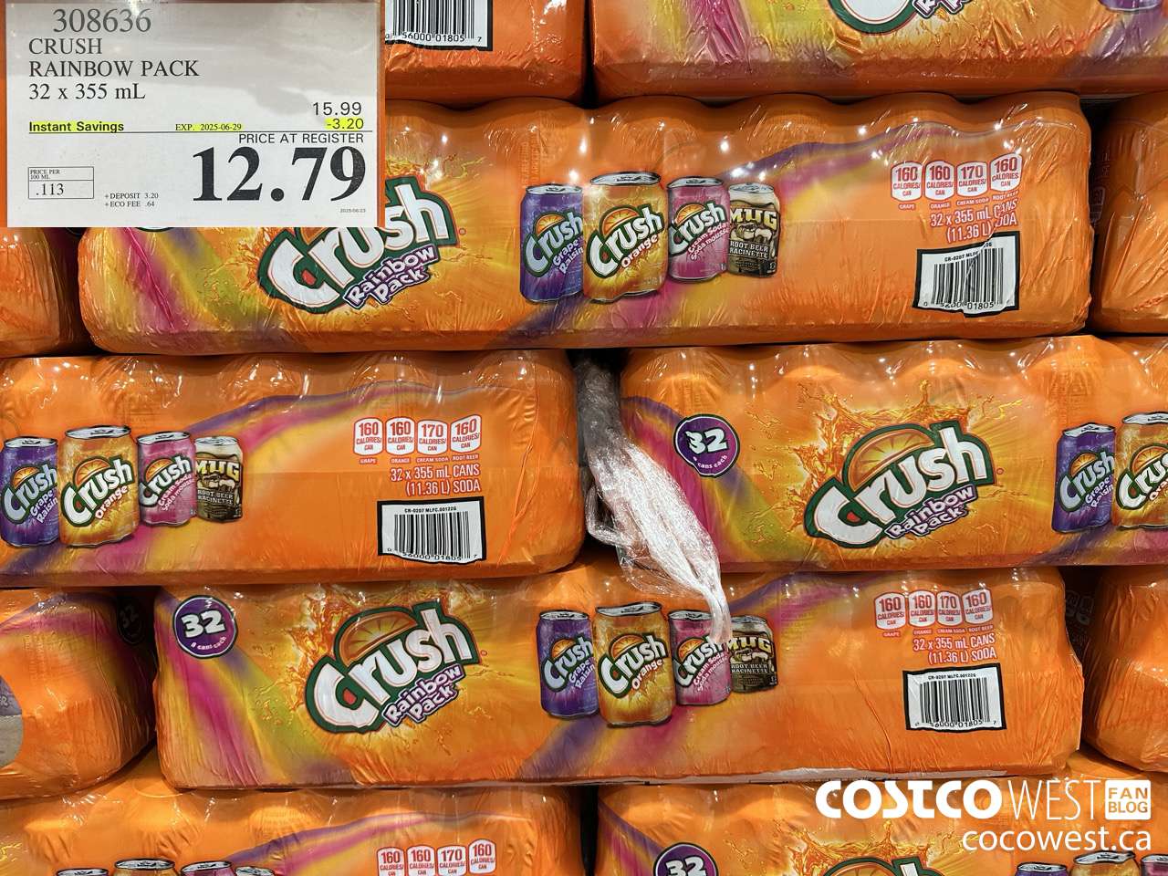 308636 CRUSH RAINBOW PACK 32 X 355 ML ($3.20 INSTANT SAVINGS EXPIRES ON 2025-06-29) $12.79