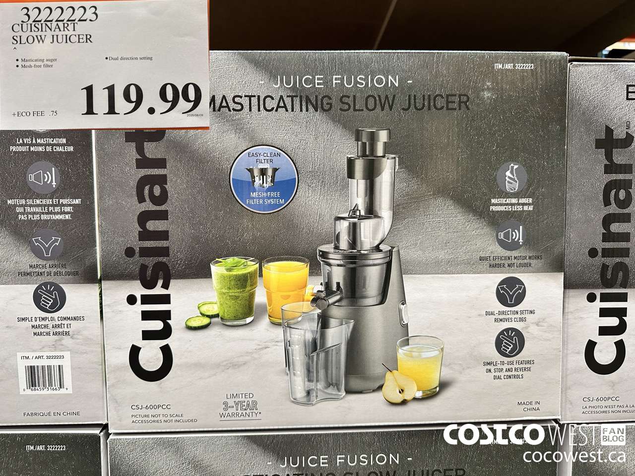 3222223 CUISINART SLOW JUICER $119.99