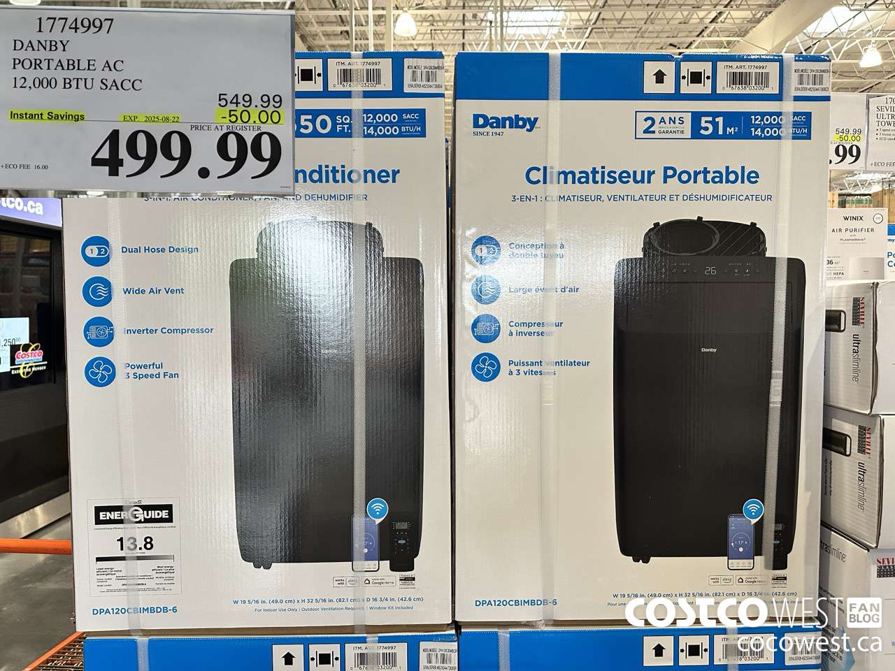 1774997 DANBY 3 IN 1 PORTABLE AC 12,000 BTU SACC ($50.00 INSTANT SAVINGS EXPIRES ON 2025-08-22) $499.99