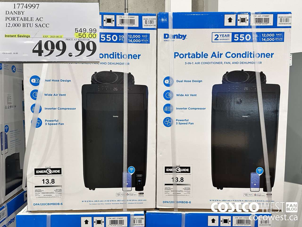 1774997 DANBY 3 IN 1 PORTABLE AC 12,000 BTU SACC ($50.00 INSTANT SAVINGS EXPIRES ON 2025-08-22) $499.99