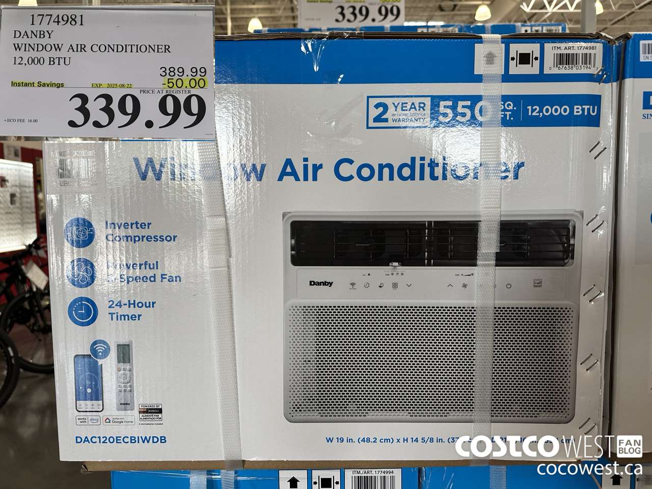 1774981 DANBY WINDOW AIR CONDITIONER 12,000 BTU ($50.00 INSTANT SAVINGS EXPIRES ON 2025-08-22) $339.99