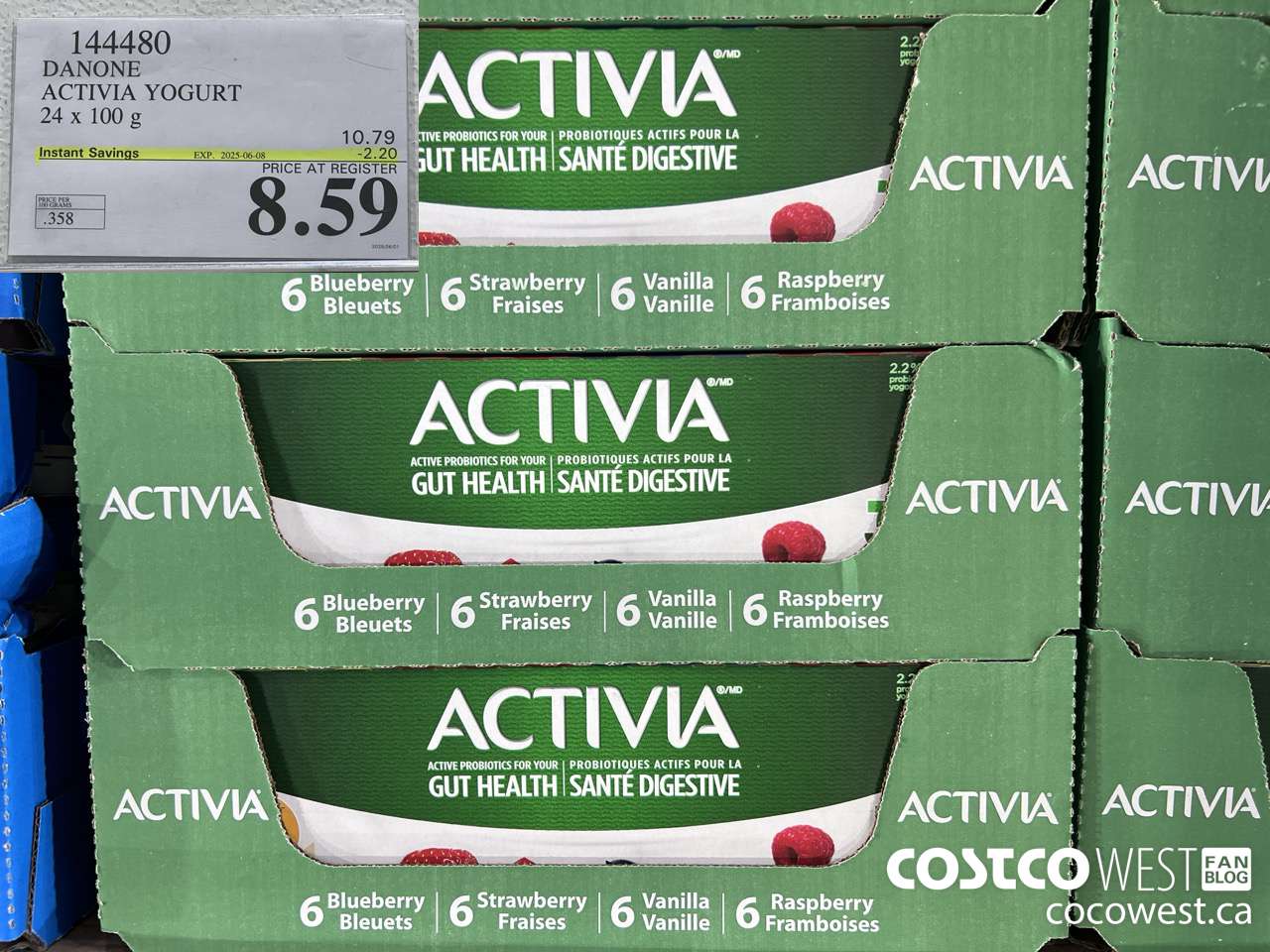 144480 DANONE ACTIVIA YOGURT 24 x 100 g ($2.20 INSTANT SAVINGS EXPIRES ON 2025-06-08) $8.59