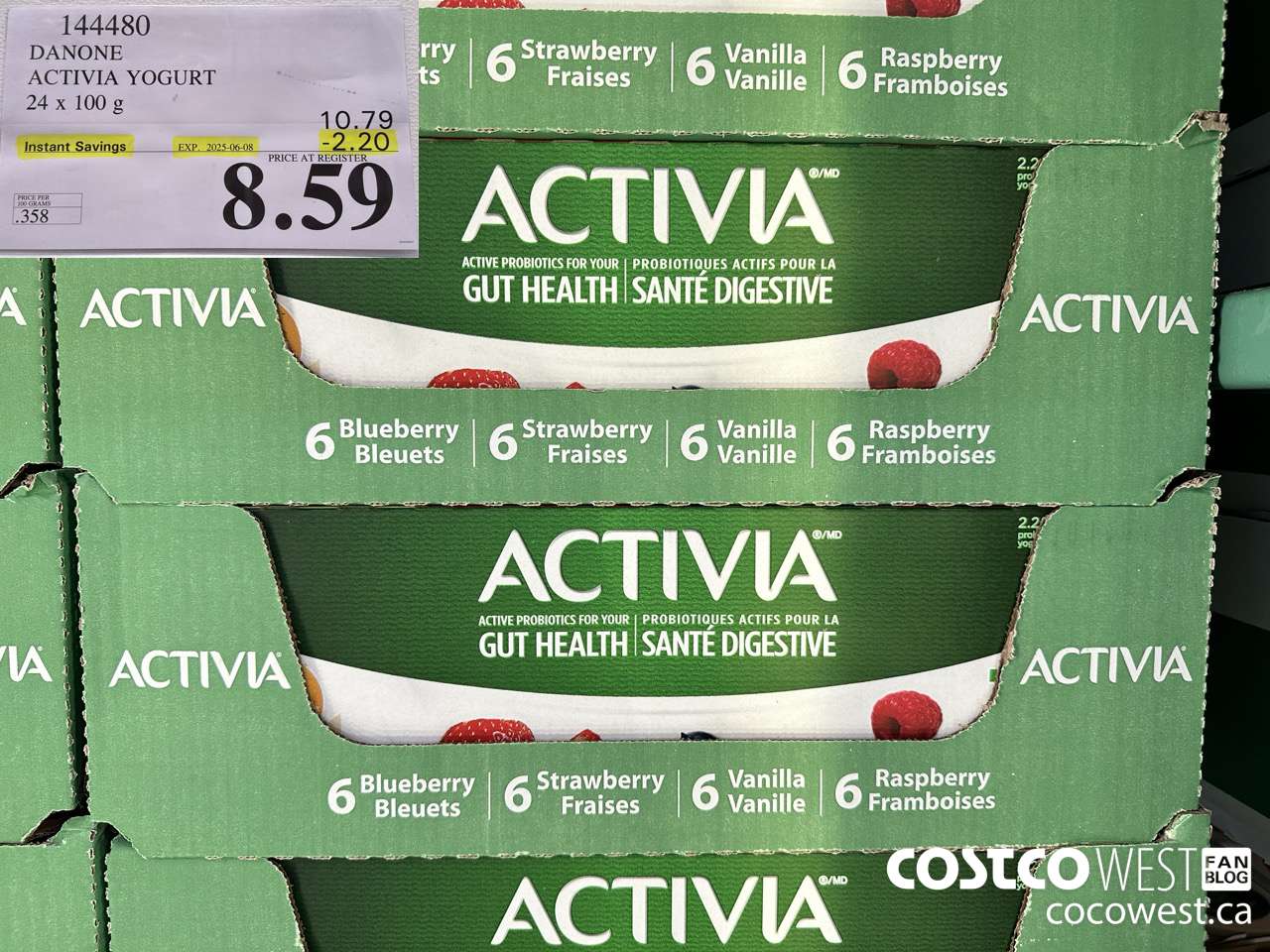 144480 DANONE ACTIVIA YOGURT 24 x 100 g ($2.20 INSTANT SAVINGS EXPIRES ON 2025-06-08) $8.59