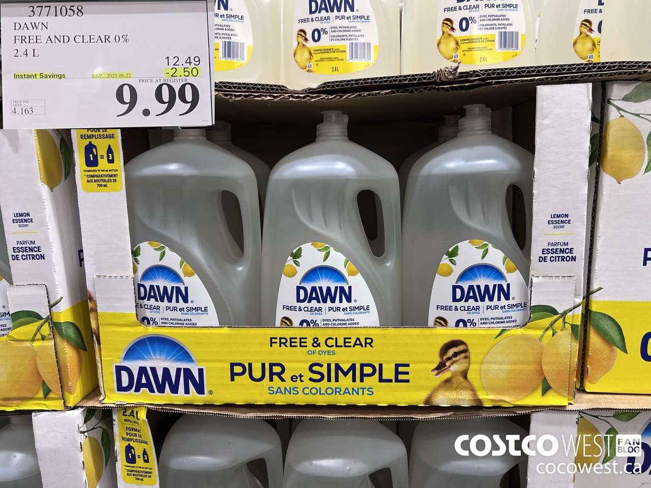 3771058 DAWN FREE AND CLEAR 0% 2.4L ($2.50 INSTANT SAVINGS EXPIRES ON 2025-06-22) $9.99
