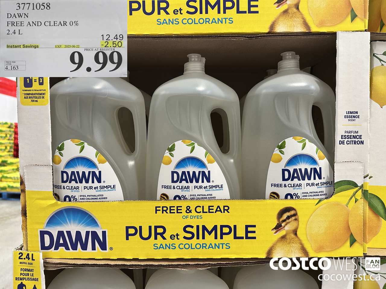 3771058 DAWN FREE AND CLEAR 0% 2.4L ($2.50 INSTANT SAVINGS EXPIRES ON 2025-06-22) $9.99
