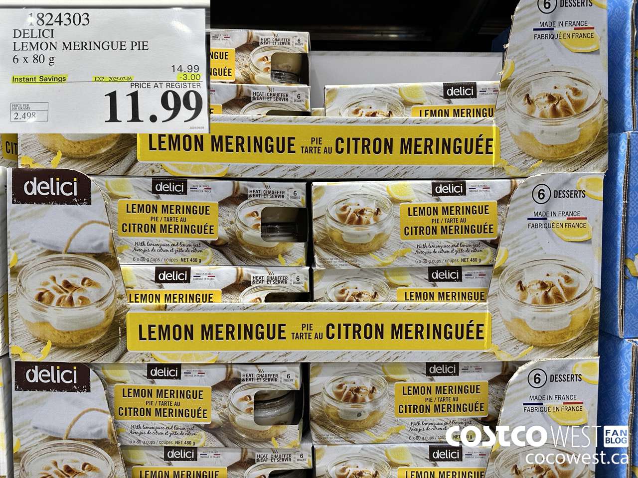 1824303 DELICI LEMON MERINGUE PIE 6 X 80G ($3.00 INSTANT SAVINGS EXPIRES ON 2025-07-06) $11.99