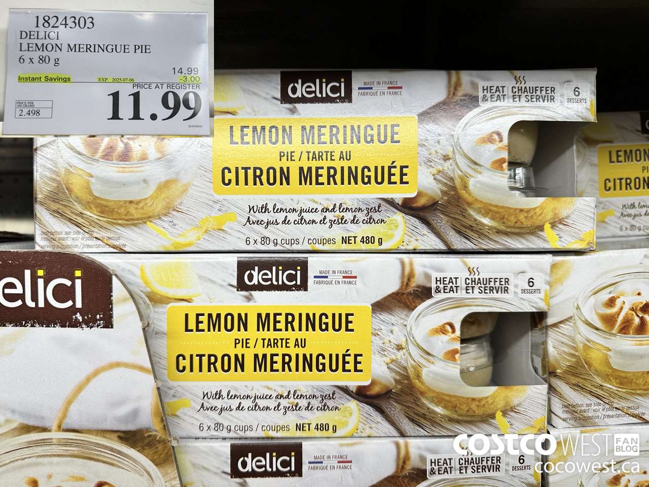1824303 DELICI LEMON MERINGUE PIE 6 X 80G ($3.00 INSTANT SAVINGS EXPIRES ON 2025-07-06) $11.99