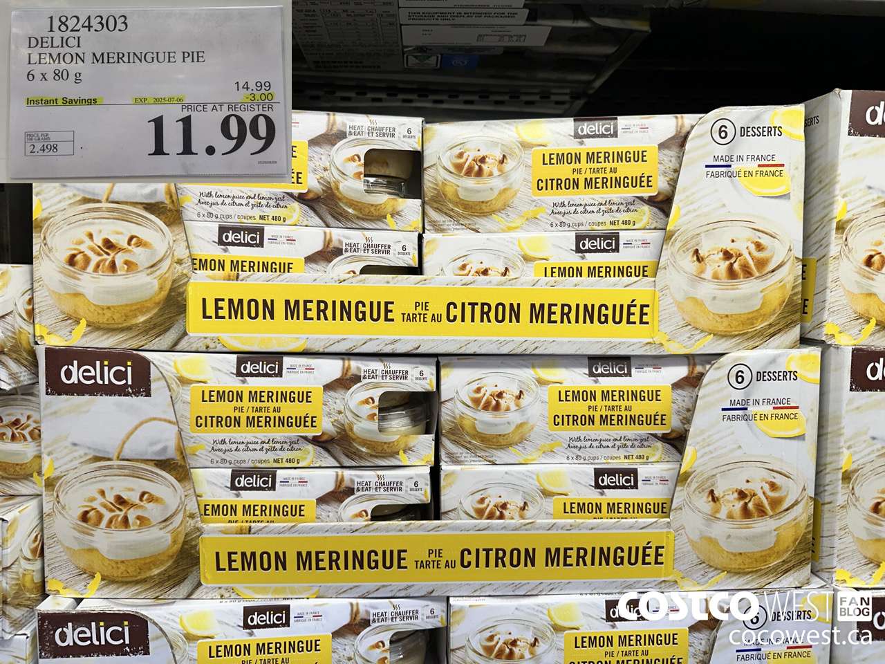 1824303 DELICI LEMON MERINGUE PIE 6 X 80G ($3.00 INSTANT SAVINGS EXPIRES ON 2025-07-06) $11.99