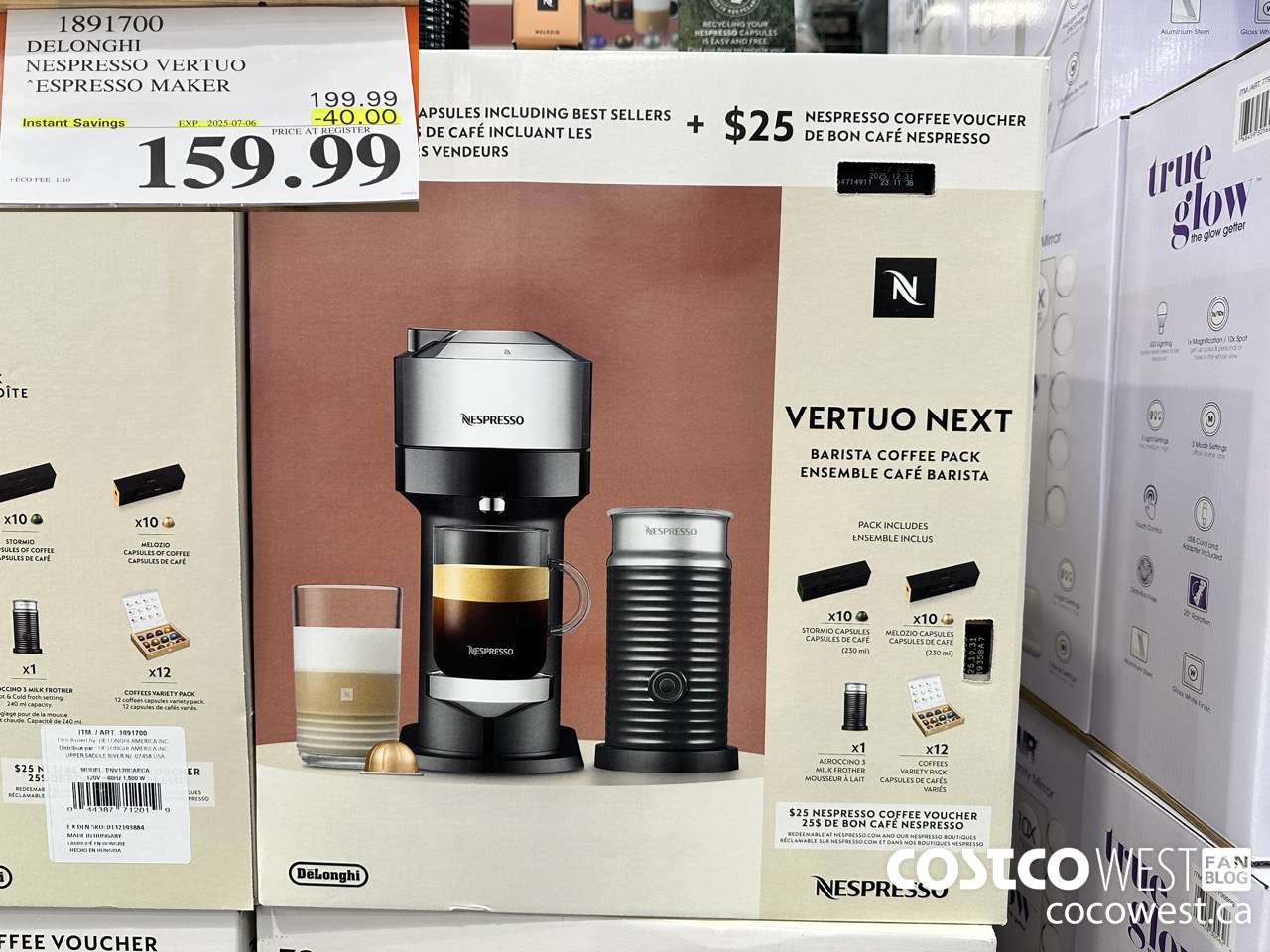 1891700 DELONGHI NESPRESSO VERTUO ESPRESSO MAKER ($40.00 INSTANT SAVINGS EXPIRES ON 2025-07-06) $159.99