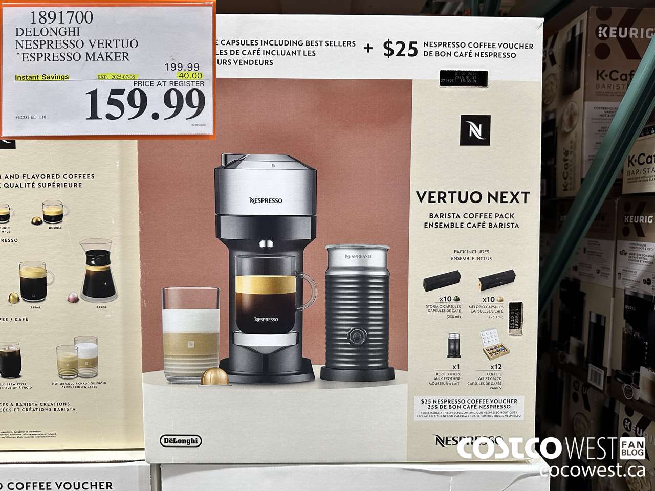 1891700 DELONGHI NESPRESSO VERTUO ESPRESSO MAKER ($40.00 INSTANT SAVINGS EXPIRES ON 2025-07-06) $159.99