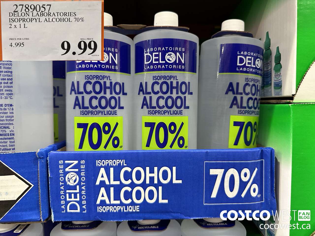 2789057 DELON LABORATORIES ISOPROPYL ALCOHOL 70% 2 X 1L $9.99