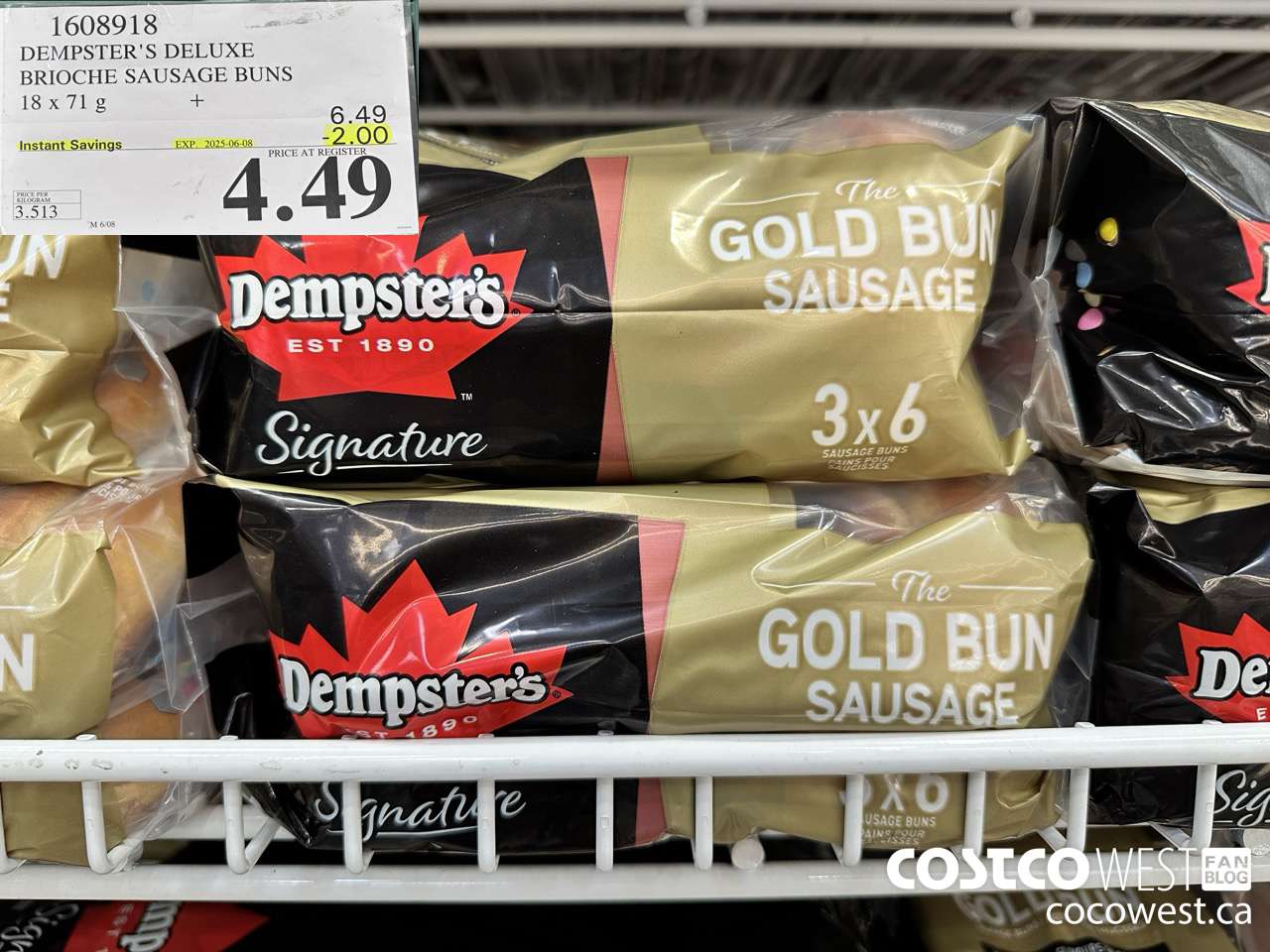 1608918 DEMPSTER'S DELUXE BRIOCHE SAUSAGE BUNS 18 X 71 G ($2.00 INSTANT SAVINGS EXPIRES ON 2025-06-08) $4.49