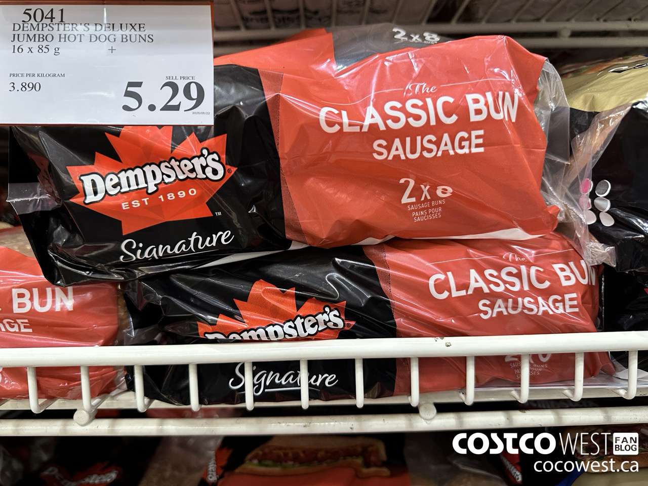 5041 DEMPSTER'S DELUXE JUMBO HOT DOG BUNS PACK OF 16 X 85 G $5.29