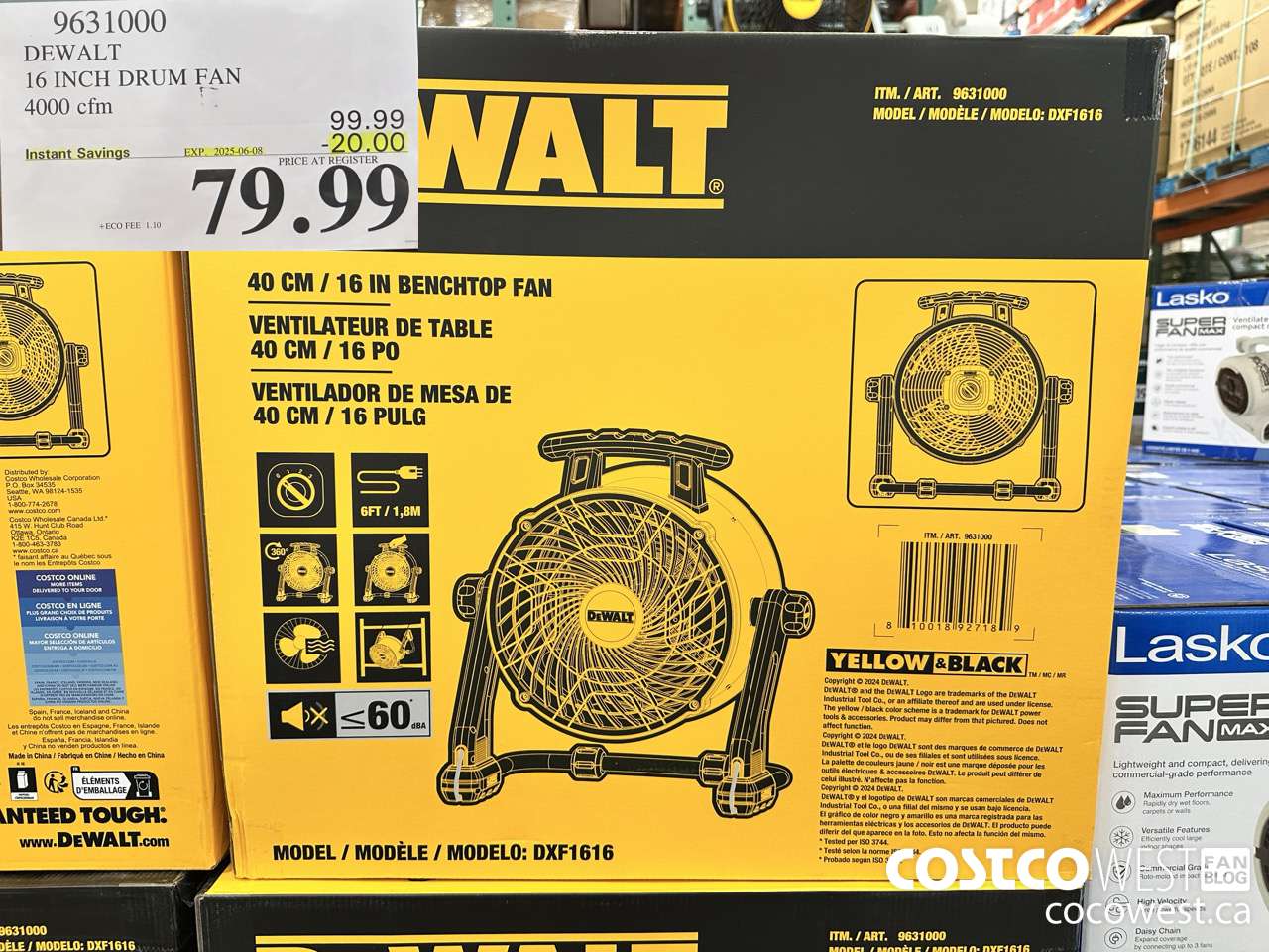 9631000 DEWALT 16 INCH DRUM FAN 4000 CFM ($20.00 INSTANT SAVINGS EXPIRES ON 2025-06-08) $79.99