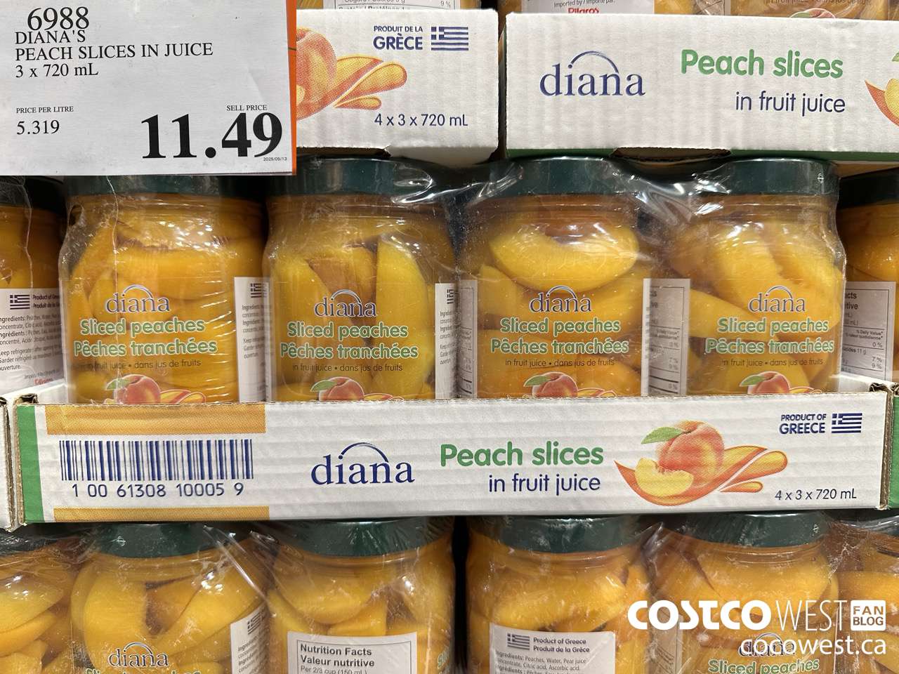 6988 DIANA'S PEACH SLICES 3 x 720 mL $11.49