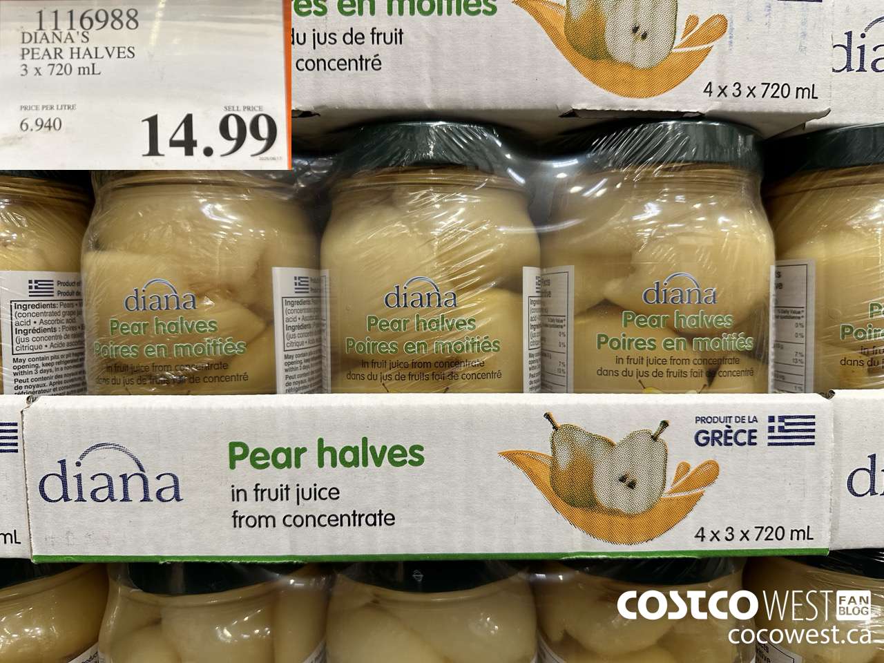 1116988 DIANA'S PEAR HALVES 3 X 720ML $14.99
