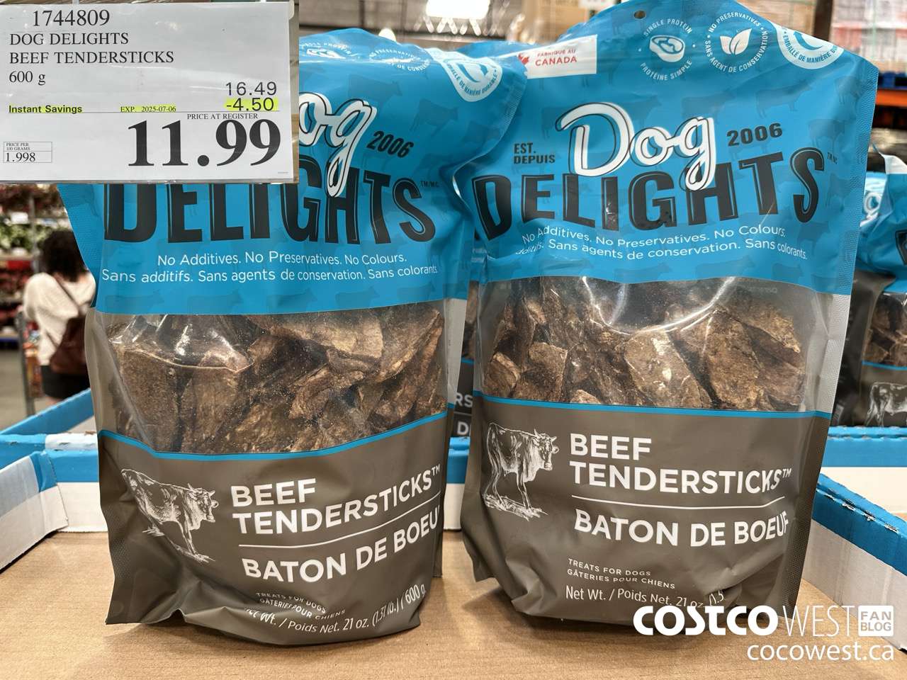 1744809 DOG DELIGHTS BEEF TENDERSTICKS 600G ($4.50 INSTANT SAVINGS EXPIRES ON 2025-07-06) $11.99
