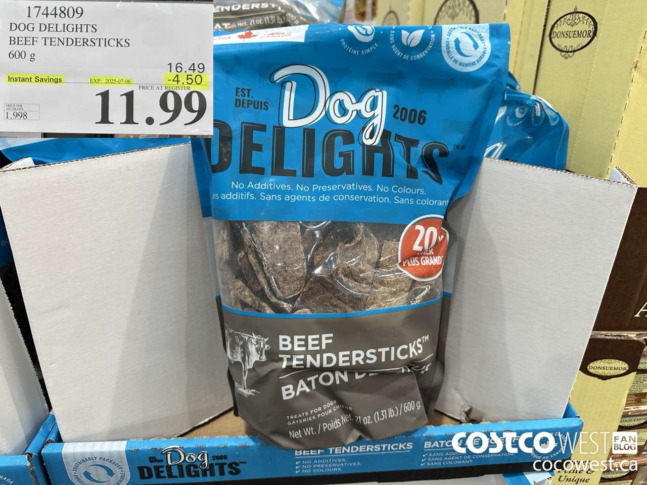 1744809 DOG DELIGHTS BEEF TENDERSTICKS 600G ($4.50 INSTANT SAVINGS EXPIRES ON 2025-07-06) $11.99