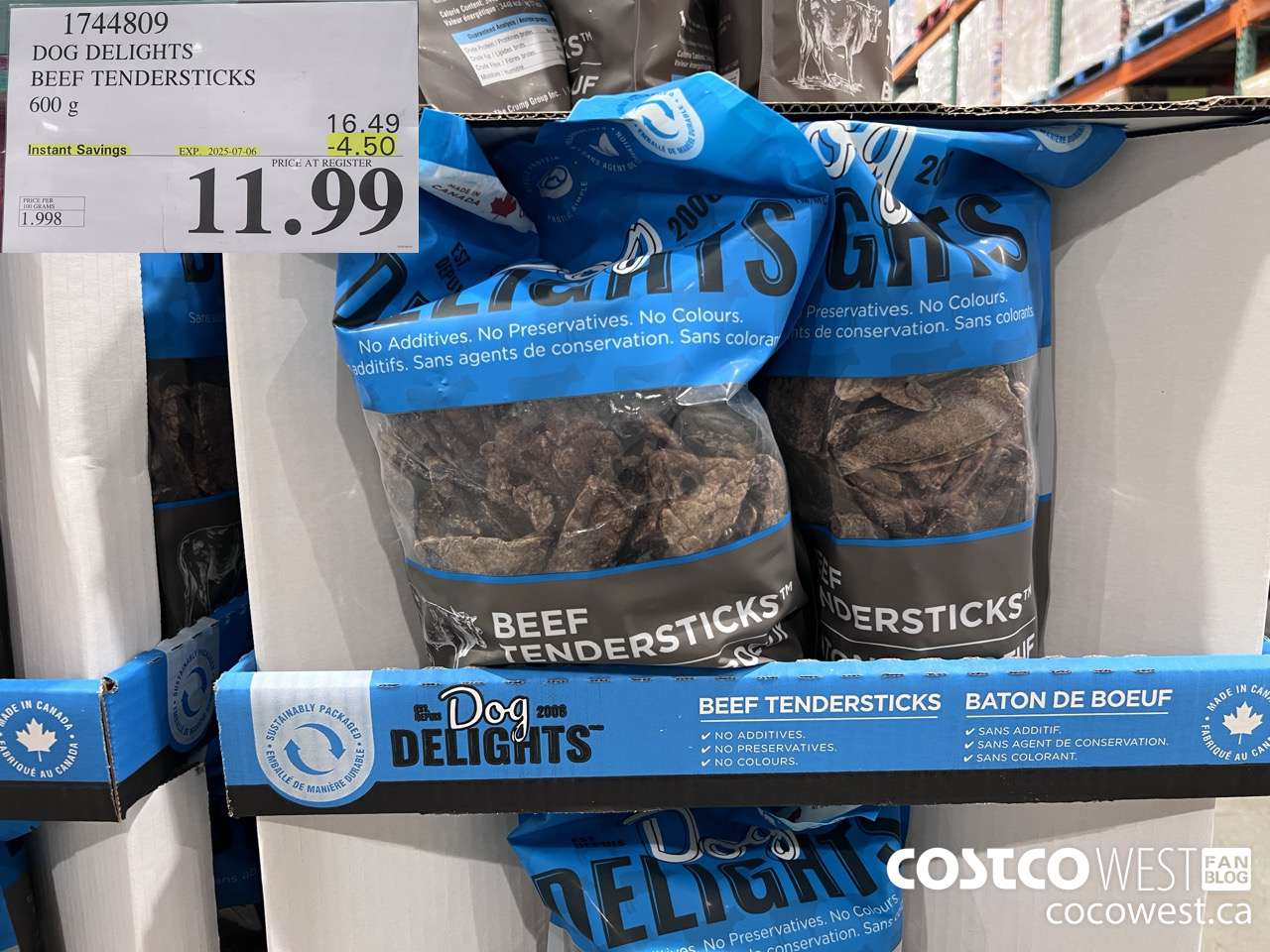 1744809 DOG DELIGHTS BEEF TENDERSTICKS 600G ($4.50 INSTANT SAVINGS EXPIRES ON 2025-07-06) $11.99