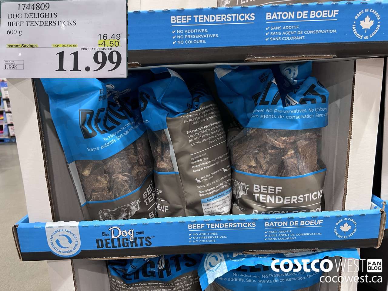 1744809 DOG DELIGHTS BEEF TENDERSTICKS 600G ($4.50 INSTANT SAVINGS EXPIRES ON 2025-07-06) $11.99