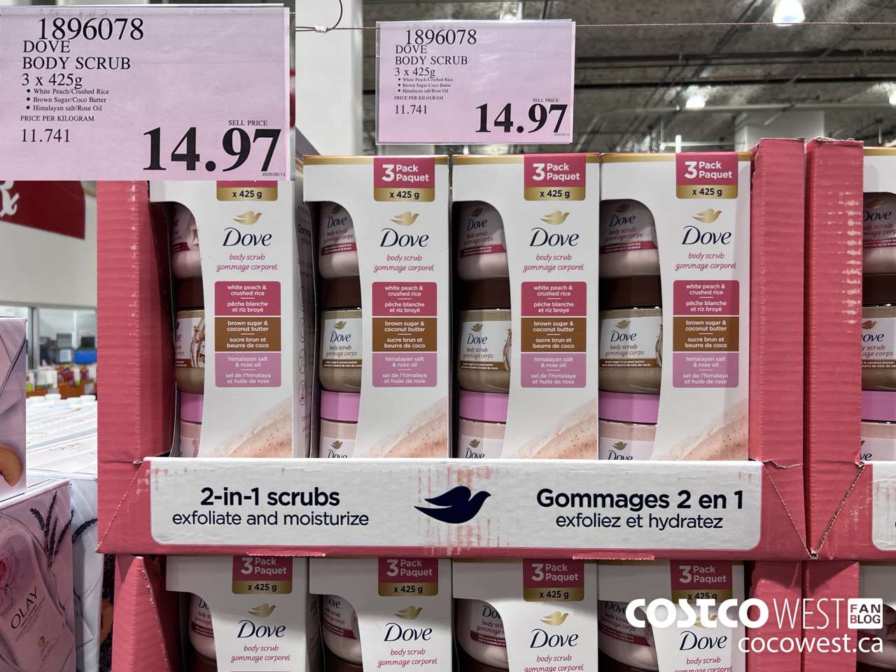 1896078 DOVE BODY SCRUB 3 x 425g $14.97