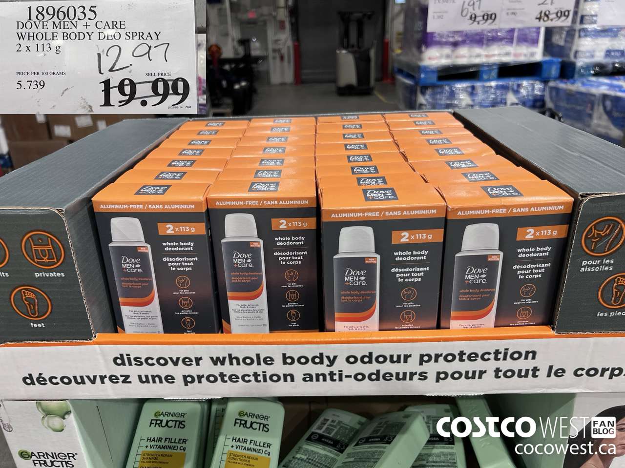 1896035 DOVE MEN + CARE WHOLE BODY DEO SPRAY 2 X 113G $12.97